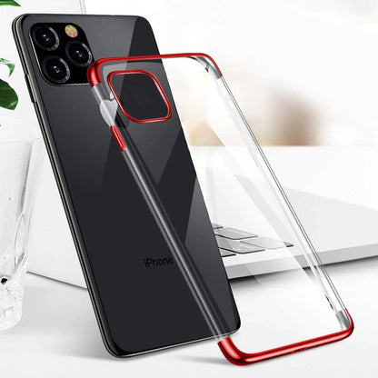 Clear Color Case Gel TPU Electroplating frame Cover for Xiaomi Mi 11 red_6