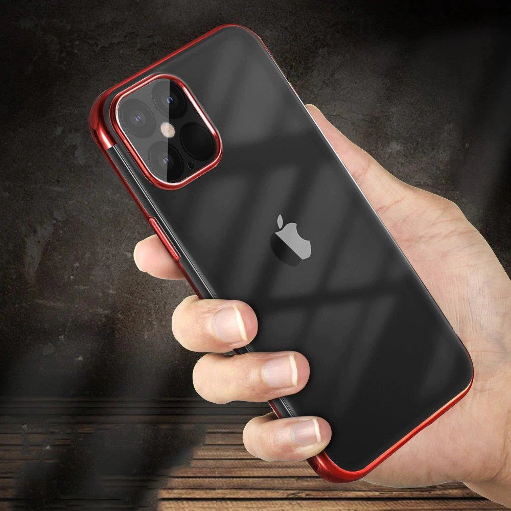 Clear Color Case Gel TPU Electroplating frame Cover for Xiaomi Mi 11 red_7