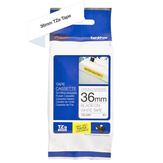 TZeS261 NASTRO TIPO TZ 36MM NERO/BIANCO ADESIVO RESISTENTE                    LUNGHEZZA 8 METRI_0