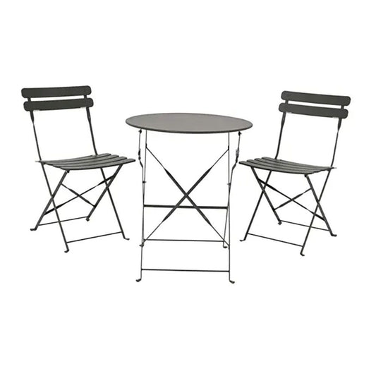 Conjunto de mesa e 2 cadeiras helsingborg, dobrÃ¡veis, em aÃ§o, cinzento antracite_0