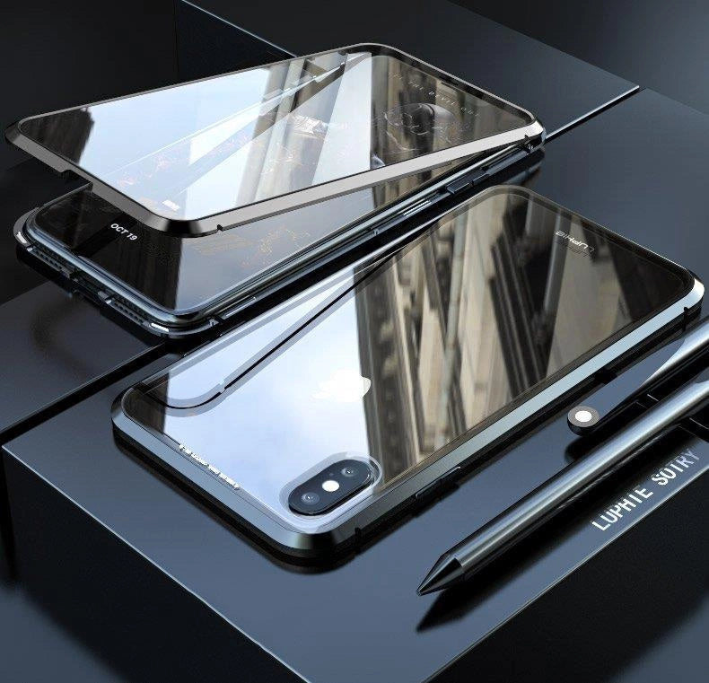 Wozinsky Full Magnetic Case Full Body Front and Back Cover with built-in glass for Vivo X60 black-transparent_9