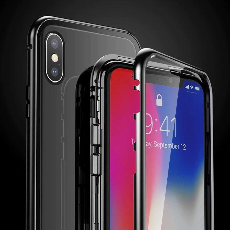 Wozinsky Full Magnetic Case Full Body Front and Back Cover with built-in glass for Vivo X60 black-transparent_10