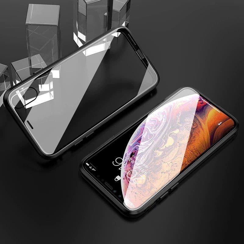 Wozinsky Full Magnetic Case Full Body Front and Back Cover with built-in glass for Vivo X60 black-transparent_13