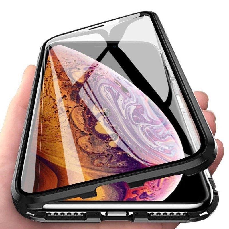 Wozinsky Full Magnetic Case Full Body Front and Back Cover with built-in glass for Vivo X60 black-transparent_1