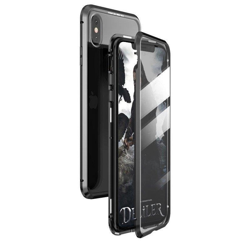 Wozinsky Full Magnetic Case Full Body Front and Back Cover with built-in glass for Vivo X60 black-transparent_4