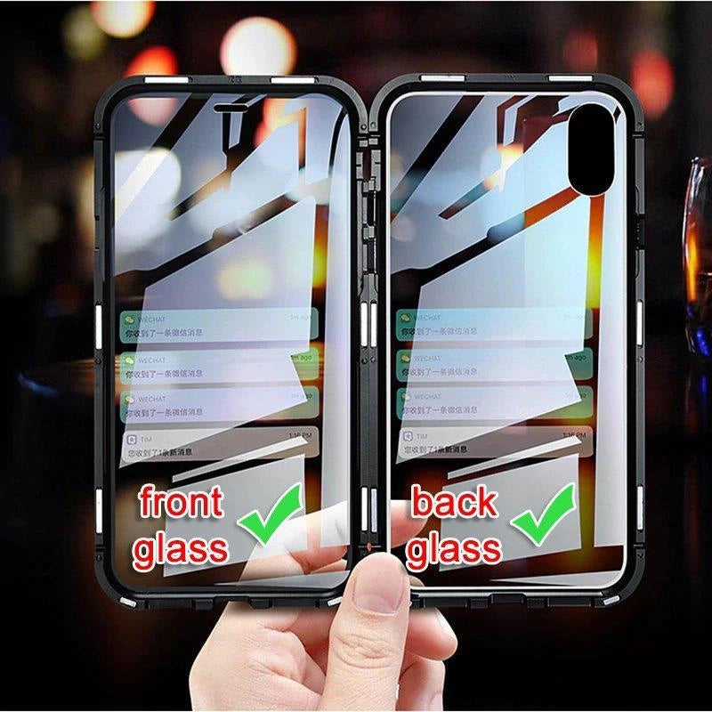 Wozinsky Full Magnetic Case Full Body Front and Back Cover with built-in glass for Vivo X60 black-transparent_6