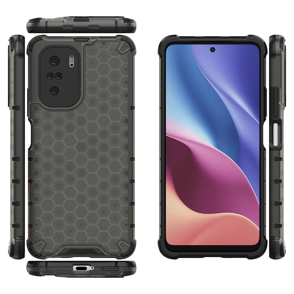 Honeycomb Case armor cover with TPU Bumper for Xiaomi Redmi K40 Pro+ / K40 Pro / K40 / Poco F3 black_1