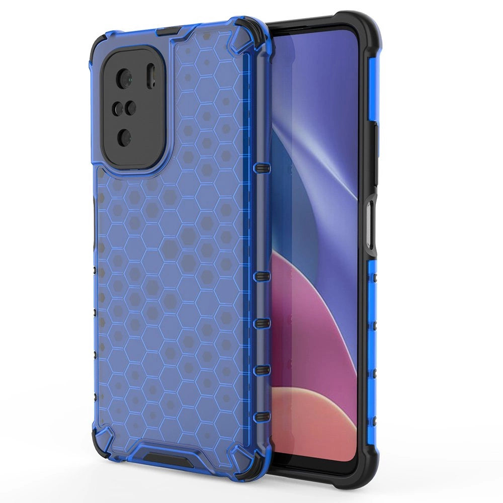 Honeycomb Case armor cover with TPU Bumper for Xiaomi Redmi K40 Pro+ / K40 Pro / K40 / Poco F3 blue_0