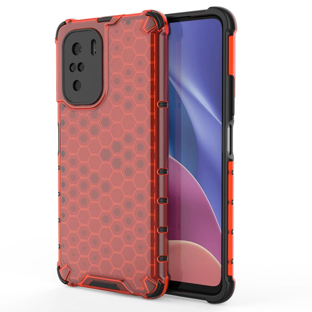 Honeycomb Case armor cover with TPU Bumper for Xiaomi Redmi K40 Pro+ / K40 Pro / K40 / Poco F3 red_0