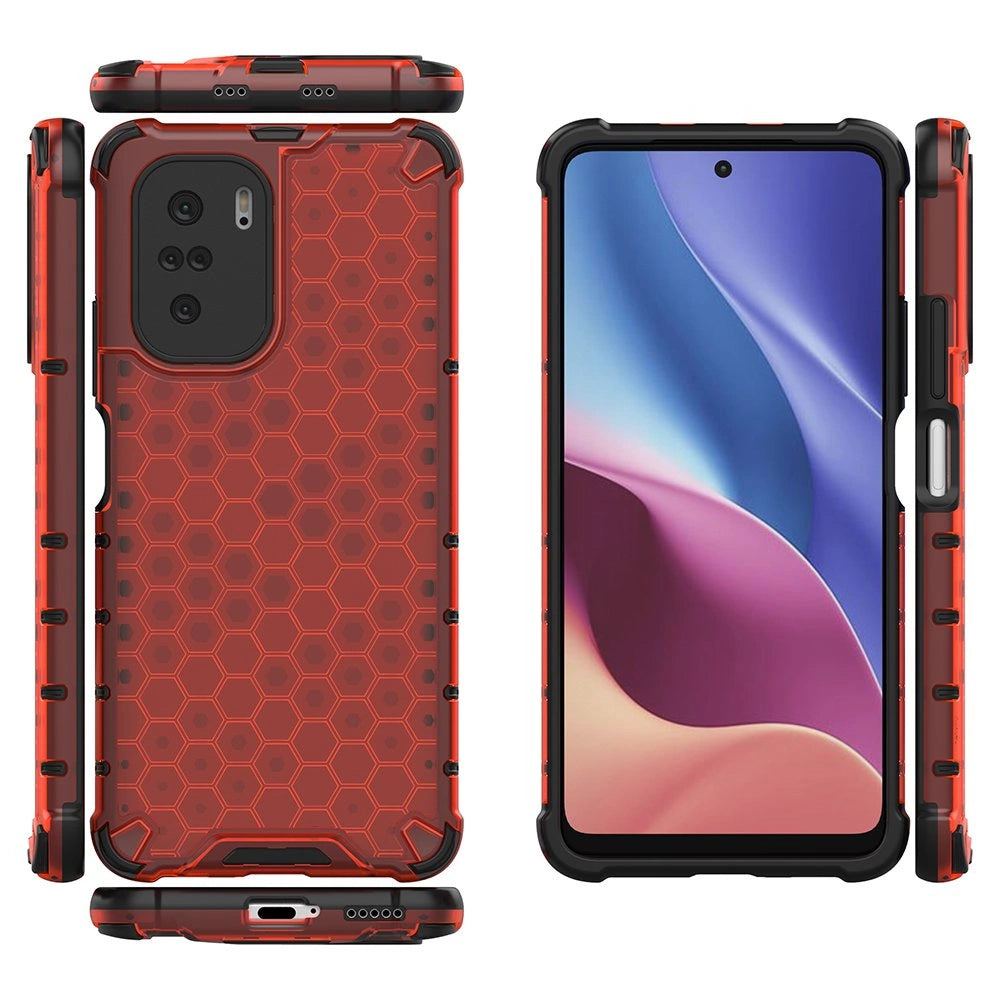 Honeycomb Case armor cover with TPU Bumper for Xiaomi Redmi K40 Pro+ / K40 Pro / K40 / Poco F3 red_1