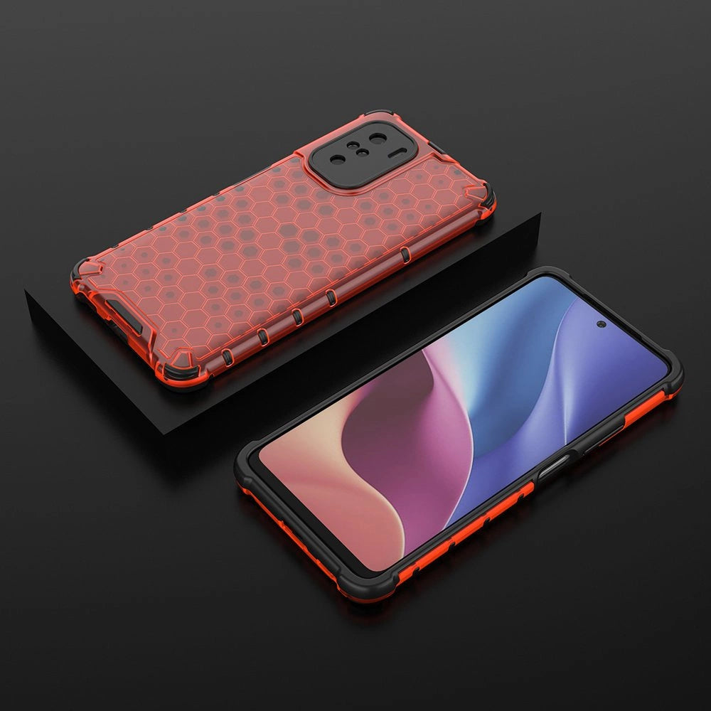 Honeycomb Case armor cover with TPU Bumper for Xiaomi Redmi K40 Pro+ / K40 Pro / K40 / Poco F3 red_2