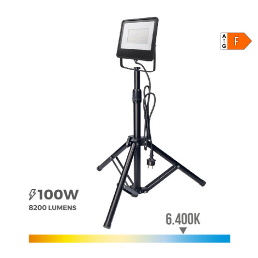 Projetor led com tripÃ© 100w 6400k edm_0