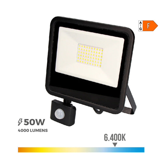 Projetor led 50w 4000lm 6400k luz fria com sensor de presenÃ§a 23,8x4,5x19,2cm edm_0