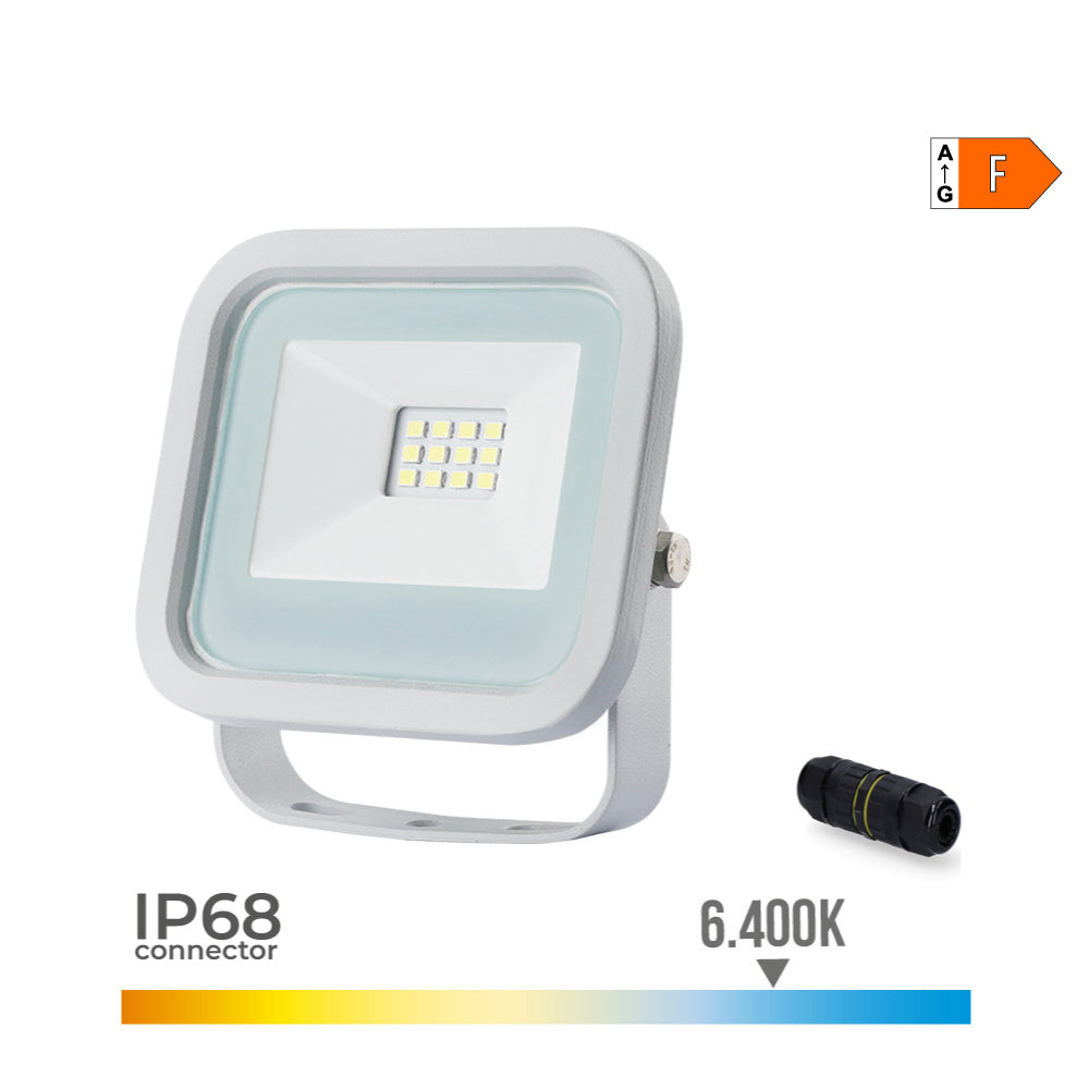 Projetor led 10w 800lm 6400k luz fria 9,2x2,7x8,1cm cor branco edm_0