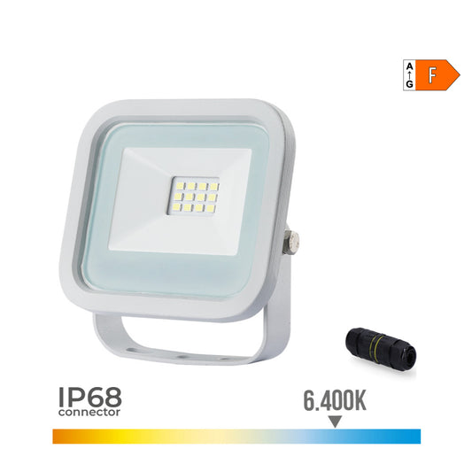 Projetor led 10w 800lm 6400k luz fria 9,2x2,7x8,1cm cor branco edm_0