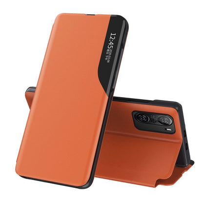 Eco Leather View Case Elegant Flip Cover Case with Stand Function Xiaomi Redmi K40 Pro + / K40 Pro / K40 / Poco F3 Orange_0