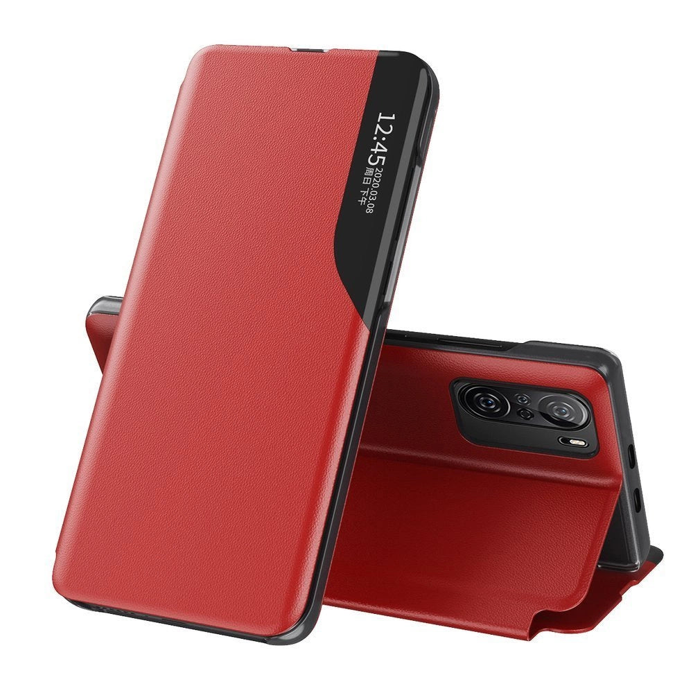 Eco Leather View Case Elegant Flip Cover Case with Stand Function Xiaomi Redmi K40 Pro + / K40 Pro / K40 / Poco F3 Red_0
