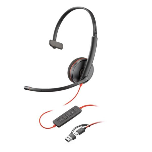 Poly Blackwire 3210 Monaural USB-C-Headset + USB-C/A-Adapter_0