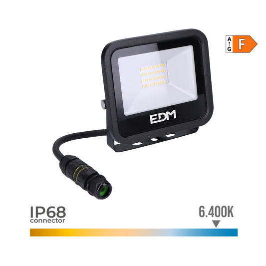 Projetor led 20w 1520lm 6400k luz fria black series 12,4x2,8x10,6cm edm_0