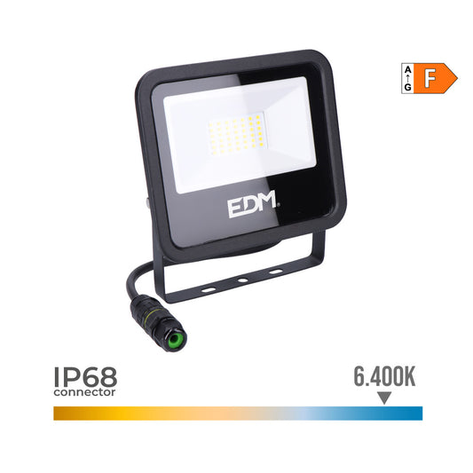 Projetor led 30w 2370lm 6400k luz fria black series 15,8x13,5x2,9cm series edm_0