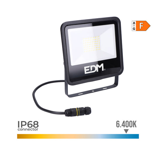 Projetor led 50w 4000lm 6400k luz fria black series 19,2x17,5x2,9cm series edm_0