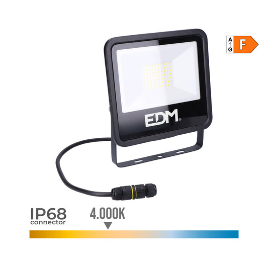 Projetor led 50w 4000lm 4000k luz dia black series 19,2x2,9x17,5cm edm_0