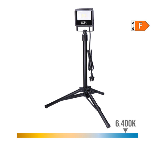 Projetor led com tripÃ© 30w 2370lm 6400k luz fria black series edm_0