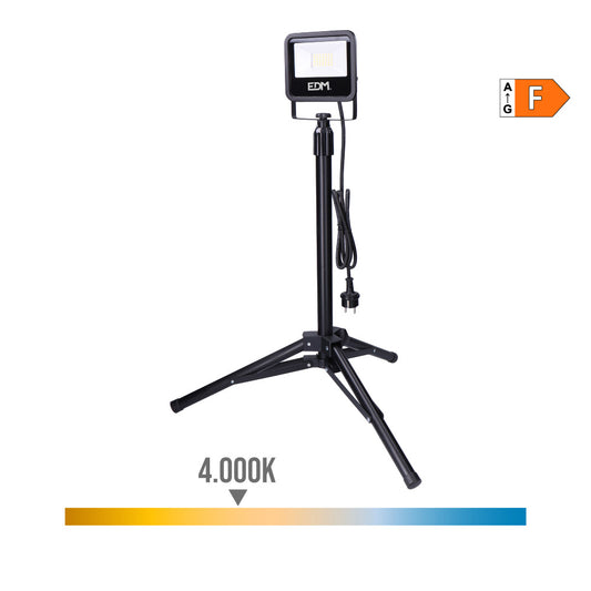 Projetor led com tripÃ© 30w 2370lm 4000k luz dia black series edm_0