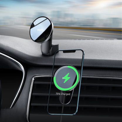 Baseus magnetic car phone holder wireless Qi charger 15 W (MagSafe compatible for iPhone) black (WXJN-01)_19
