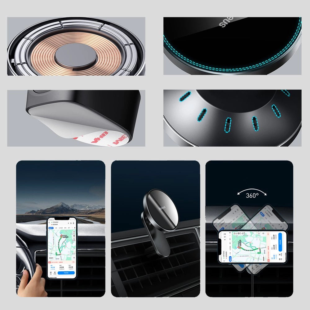 Baseus magnetic car phone holder wireless Qi charger 15 W (MagSafe compatible for iPhone) black (WXJN-01)_29