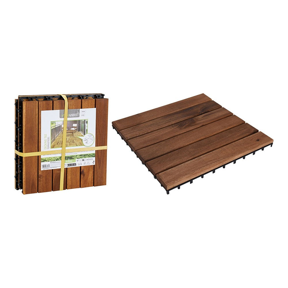 Ladrilhos de madeira de acÃ¡cia para terraÃ§o, 30 x 30 cm, 4 peÃ§as_0