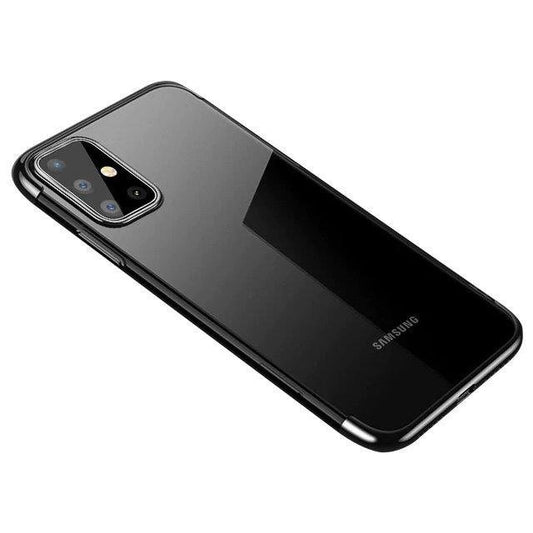Clear Color Case Gel TPU Electroplating frame Cover for Samsung Galaxy A72 4G black_0