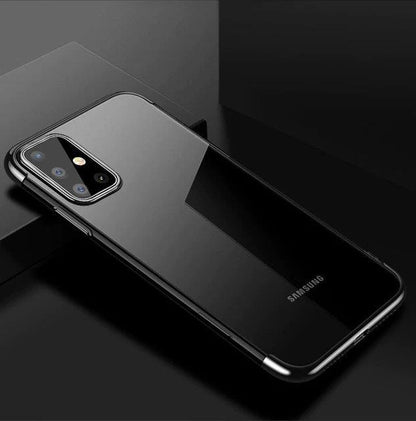 Clear Color Case Gel TPU Electroplating frame Cover for Samsung Galaxy A72 4G black_2