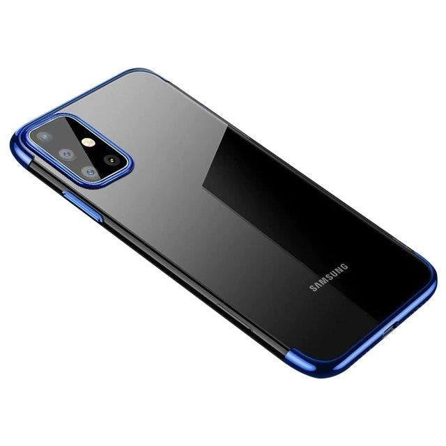 Clear Color Case Gel TPU Electroplating frame Cover for Samsung Galaxy A72 4G blue_0