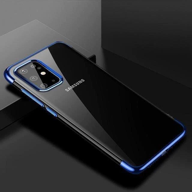Clear Color Case Gel TPU Electroplating frame Cover for Samsung Galaxy A72 4G blue_1
