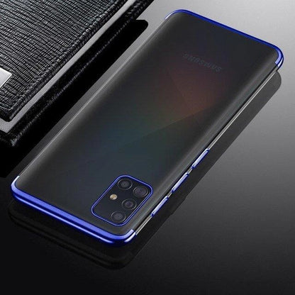 Clear Color Case Gel TPU Electroplating frame Cover for Samsung Galaxy A72 4G blue_2