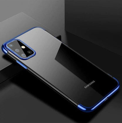 Clear Color Case Gel TPU Electroplating frame Cover for Samsung Galaxy A72 4G blue_3