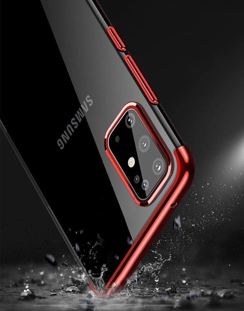 Clear Color Case Gel TPU Electroplating frame Cover for Samsung Galaxy A72 4G blue_8