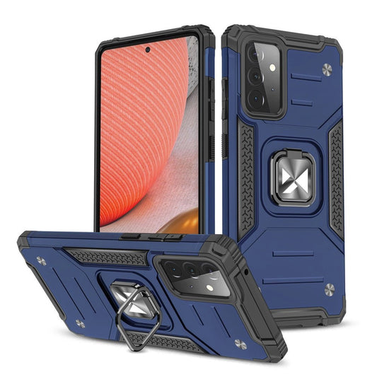 Wozinsky Ring Armor Case Kickstand Tough Rugged Cover for Samsung Galaxy A72 4G blue_0