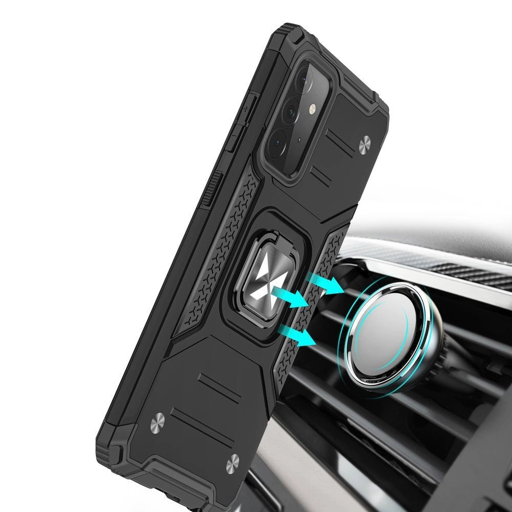 Wozinsky Ring Armor Case Kickstand Tough Rugged Cover for Samsung Galaxy A72 4G blue_5