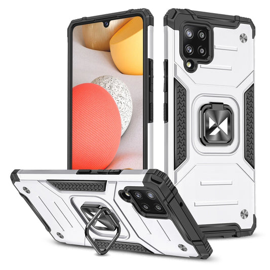 Wozinsky Ring Armor Case Kickstand Tough Rugged Cover for Samsung Galaxy A42 5G silver_0