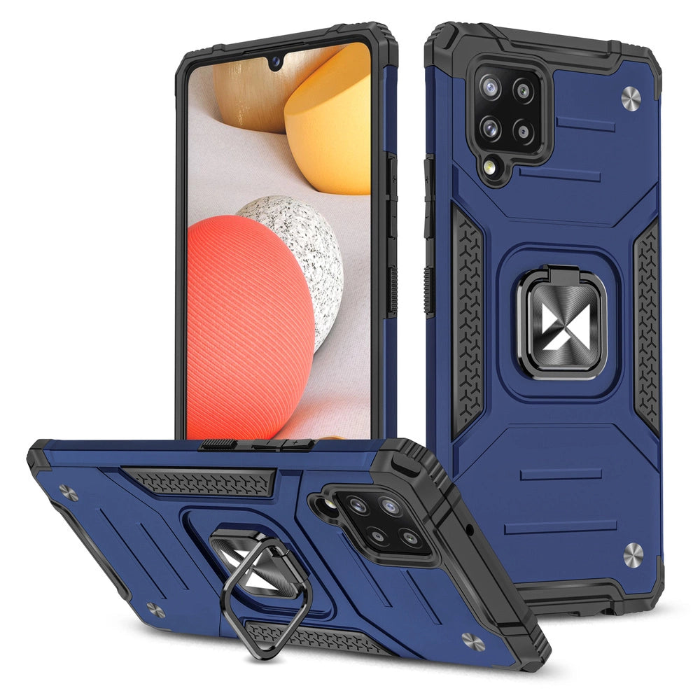 Wozinsky Ring Armor Case Kickstand Tough Rugged Cover for Samsung Galaxy A42 5G blue_0