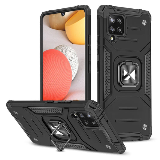 Wozinsky Ring Armor Case Kickstand Tough Rugged Cover for Samsung Galaxy A42 5G black_0