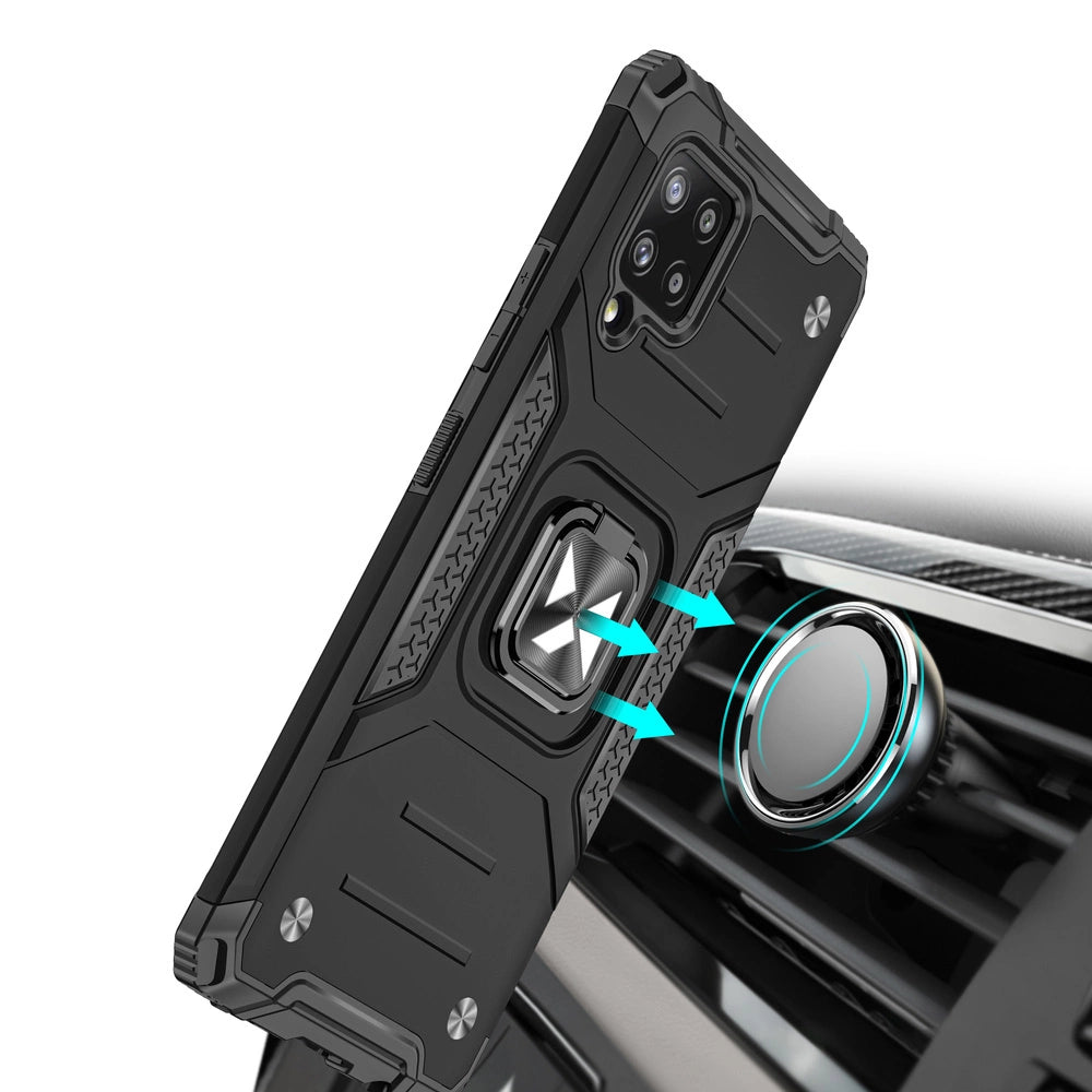 Wozinsky Ring Armor Case Kickstand Tough Rugged Cover for Samsung Galaxy A42 5G black_5