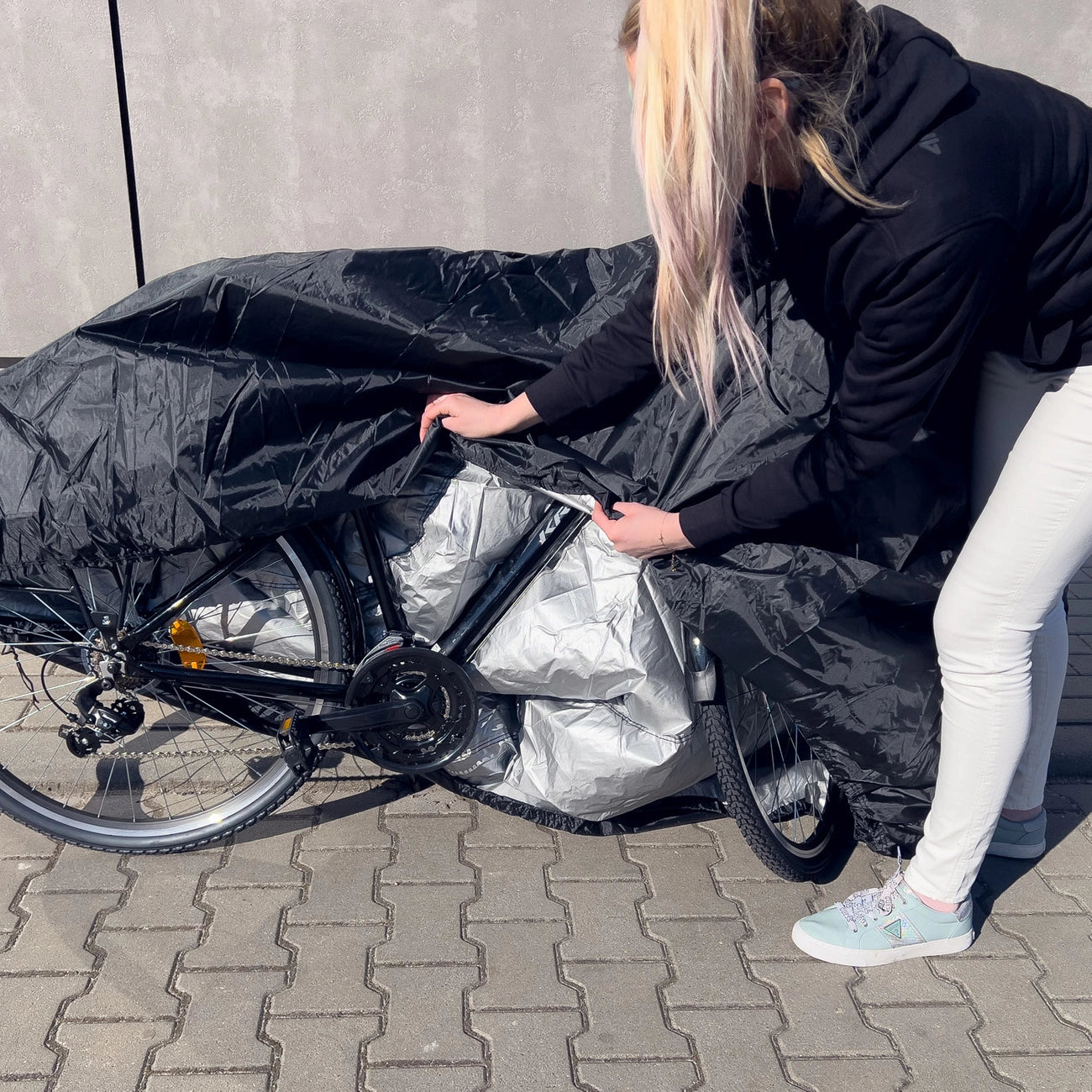Waterproof grill cover, bicycle cover, bike cover, garden furniture cover, XXL cover, black_12