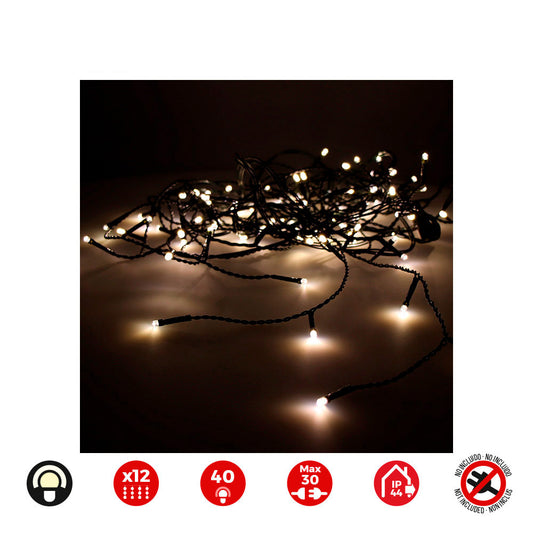 Cortina icicle easy-connect 12 tiras 40 leds branco quente 30v total 0,72w ip44 2x0,5m edm_0