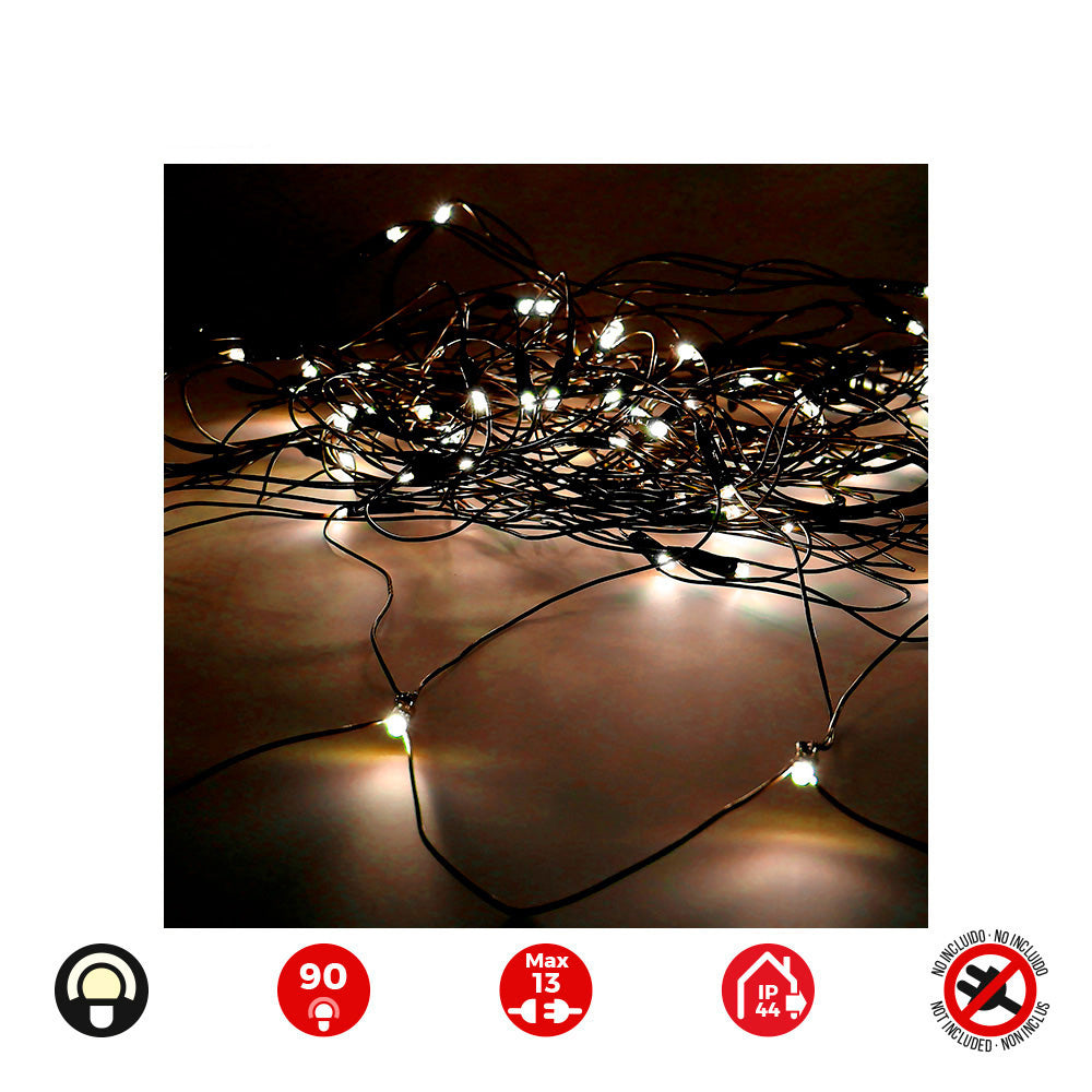 Cortina red easy-connect 90 leds branco quente 30v total 1,62w ip44 2x1,5m edm_0