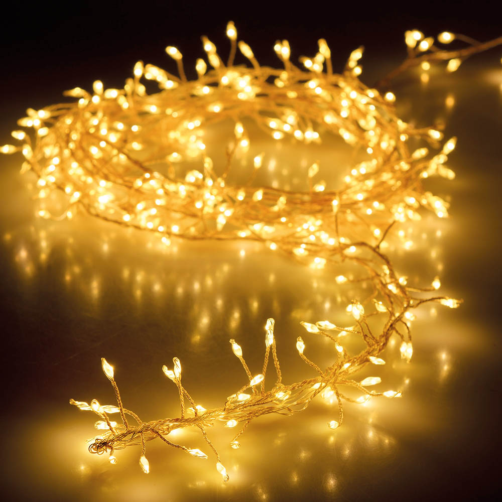 Grinalda a pilhas tipo espinho fixa 100 leds branco quente ip20 1,5m_0