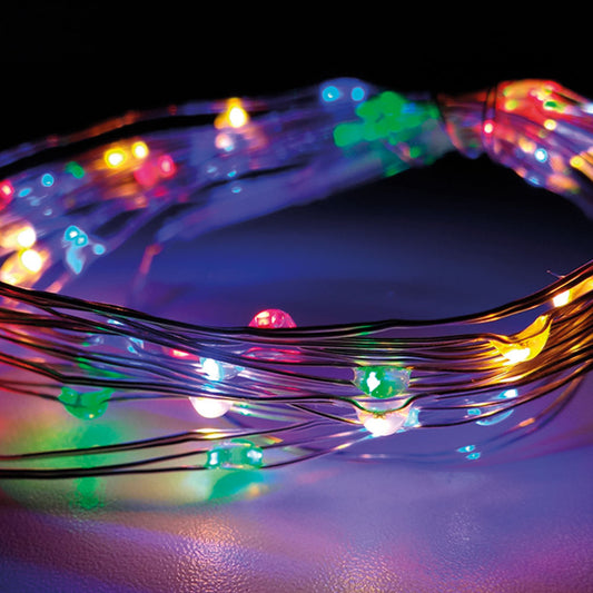 Grinalda a pilhas fixa 40 leds multicor cabo arame prateado ip20 2,05m_0