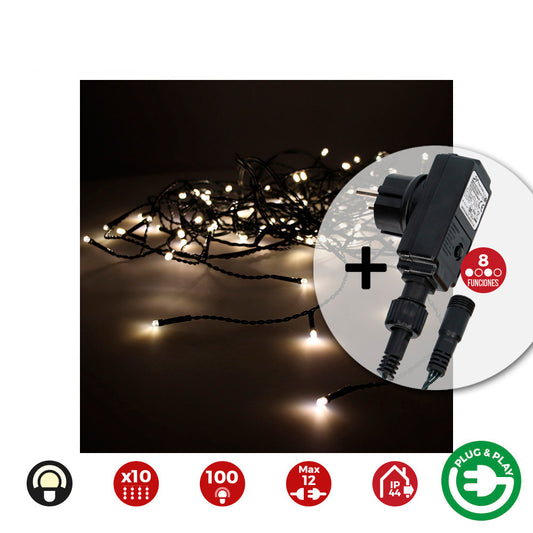Cortina com programador easy-connect 10 tiras 100 leds branco quente ip44 2x1m_0